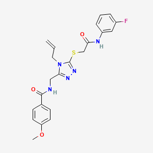 molecular formula C22H22FN5O3S B4959914 N-{[4-allyl-5-({2-[(3-fluorophenyl)amino]-2-oxoethyl}thio)-4H-1,2,4-triazol-3-yl]methyl}-4-methoxybenzamide 