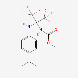 molecular formula C15H18F6N2O2 B4959946 ethyl [2,2,2-trifluoro-1-[(4-isopropylphenyl)amino]-1-(trifluoromethyl)ethyl]carbamate 