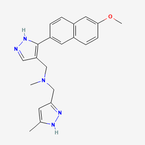 molecular formula C21H23N5O B4959968 1-[3-(6-methoxy-2-naphthyl)-1H-pyrazol-4-yl]-N-methyl-N-[(5-methyl-1H-pyrazol-3-yl)methyl]methanamine 