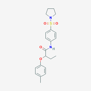 molecular formula C21H26N2O4S B495997 2-(4-methylphenoxy)-N-[4-(1-pyrrolidinylsulfonyl)phenyl]butanamide 