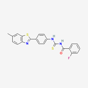 molecular formula C22H16FN3OS2 B4959979 2-fluoro-N-({[4-(6-methyl-1,3-benzothiazol-2-yl)phenyl]amino}carbonothioyl)benzamide 