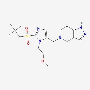 molecular formula C18H29N5O3S B4959983 5-{[2-[(2,2-dimethylpropyl)sulfonyl]-1-(2-methoxyethyl)-1H-imidazol-5-yl]methyl}-4,5,6,7-tetrahydro-1H-pyrazolo[4,3-c]pyridine 