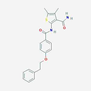 molecular formula C22H22N2O3S B496001 4,5-Dimethyl-2-{[4-(2-phenylethoxy)benzoyl]amino}-3-thiophenecarboxamide 