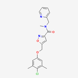 molecular formula C20H20ClN3O3 B4960046 5-[(4-chloro-3,5-dimethylphenoxy)methyl]-N-methyl-N-(2-pyridinylmethyl)-3-isoxazolecarboxamide 