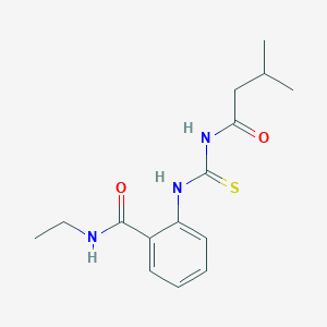 molecular formula C15H21N3O2S B496006 N-ethyl-2-{[(3-methylbutanoyl)carbamothioyl]amino}benzamide 
