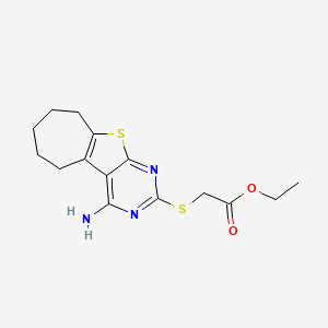 molecular formula C15H19N3O2S2 B4960065 ethyl [(4-amino-6,7,8,9-tetrahydro-5H-cyclohepta[4,5]thieno[2,3-d]pyrimidin-2-yl)thio]acetate 