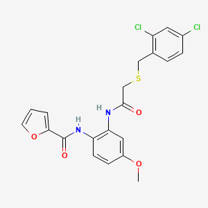 molecular formula C21H18Cl2N2O4S B4960088 N-[2-({[(2,4-dichlorobenzyl)thio]acetyl}amino)-4-methoxyphenyl]-2-furamide 