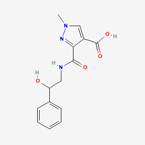 molecular formula C14H15N3O4 B4960114 3-{[(2-hydroxy-2-phenylethyl)amino]carbonyl}-1-methyl-1H-pyrazole-4-carboxylic acid 