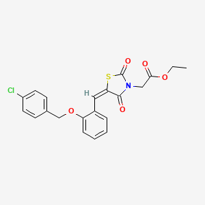 molecular formula C21H18ClNO5S B4960118 ethyl (5-{2-[(4-chlorobenzyl)oxy]benzylidene}-2,4-dioxo-1,3-thiazolidin-3-yl)acetate 