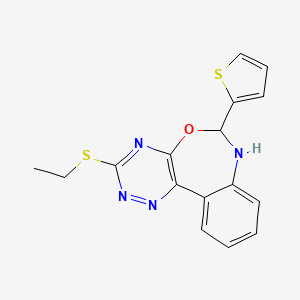 molecular formula C16H14N4OS2 B4960135 3-(ethylthio)-6-(2-thienyl)-6,7-dihydro[1,2,4]triazino[5,6-d][3,1]benzoxazepine 