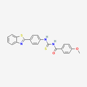 molecular formula C22H17N3O2S2 B4960143 N-({[4-(1,3-benzothiazol-2-yl)phenyl]amino}carbonothioyl)-4-methoxybenzamide 