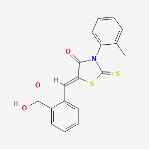 molecular formula C18H13NO3S2 B4960184 2-{[3-(2-methylphenyl)-4-oxo-2-thioxo-1,3-thiazolidin-5-ylidene]methyl}benzoic acid 