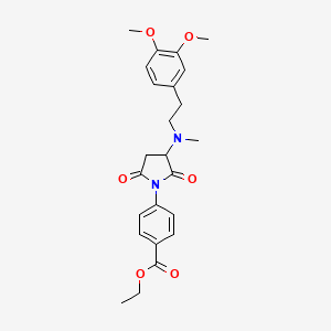 molecular formula C24H28N2O6 B4960194 ethyl 4-{3-[[2-(3,4-dimethoxyphenyl)ethyl](methyl)amino]-2,5-dioxo-1-pyrrolidinyl}benzoate 