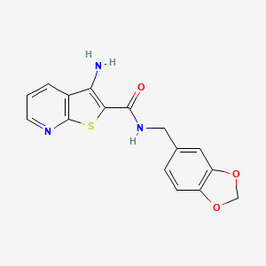 molecular formula C16H13N3O3S B4960211 3-amino-N-(1,3-benzodioxol-5-ylmethyl)thieno[2,3-b]pyridine-2-carboxamide 