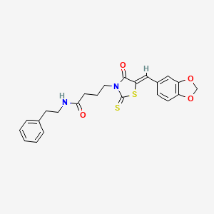 molecular formula C23H22N2O4S2 B4960216 4-[5-(1,3-benzodioxol-5-ylmethylene)-4-oxo-2-thioxo-1,3-thiazolidin-3-yl]-N-(2-phenylethyl)butanamide 