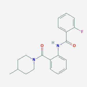 molecular formula C20H21FN2O2 B496023 2-fluoro-N-{2-[(4-methyl-1-piperidinyl)carbonyl]phenyl}benzamide 