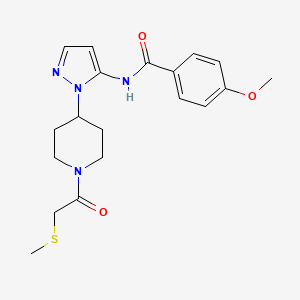 molecular formula C19H24N4O3S B4960232 4-methoxy-N-(1-{1-[(methylthio)acetyl]-4-piperidinyl}-1H-pyrazol-5-yl)benzamide 