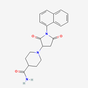 molecular formula C20H21N3O3 B4960271 1-[1-(1-naphthyl)-2,5-dioxo-3-pyrrolidinyl]-4-piperidinecarboxamide 