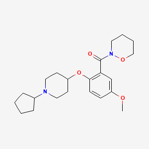 molecular formula C22H32N2O4 B4960276 2-{2-[(1-cyclopentyl-4-piperidinyl)oxy]-5-methoxybenzoyl}-1,2-oxazinane 