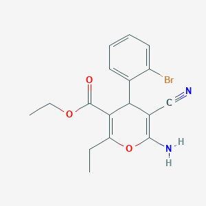molecular formula C17H17BrN2O3 B4960280 ethyl 6-amino-4-(2-bromophenyl)-5-cyano-2-ethyl-4H-pyran-3-carboxylate 