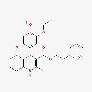 molecular formula C27H29NO5 B4960296 2-phenylethyl 4-(3-ethoxy-4-hydroxyphenyl)-2-methyl-5-oxo-1,4,5,6,7,8-hexahydro-3-quinolinecarboxylate 