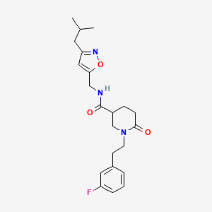 molecular formula C22H28FN3O3 B4960403 1-[2-(3-fluorophenyl)ethyl]-N-[(3-isobutyl-5-isoxazolyl)methyl]-6-oxo-3-piperidinecarboxamide 