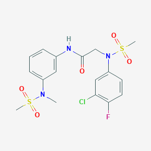 molecular formula C17H19ClFN3O5S2 B4960504 N~2~-(3-chloro-4-fluorophenyl)-N~1~-{3-[methyl(methylsulfonyl)amino]phenyl}-N~2~-(methylsulfonyl)glycinamide 