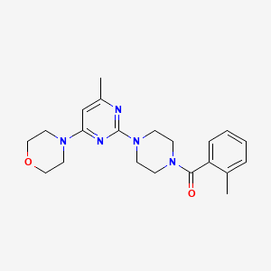 molecular formula C21H27N5O2 B4960507 4-{6-methyl-2-[4-(2-methylbenzoyl)-1-piperazinyl]-4-pyrimidinyl}morpholine 