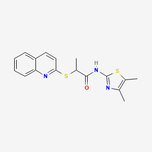 molecular formula C17H17N3OS2 B4960515 N-(4,5-dimethyl-1,3-thiazol-2-yl)-2-(2-quinolinylthio)propanamide 