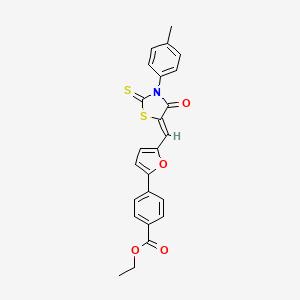 molecular formula C24H19NO4S2 B4960524 ethyl 4-(5-{[3-(4-methylphenyl)-4-oxo-2-thioxo-1,3-thiazolidin-5-ylidene]methyl}-2-furyl)benzoate 
