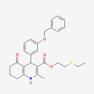 molecular formula C28H31NO4S B4960551 2-(ethylthio)ethyl 4-[3-(benzyloxy)phenyl]-2-methyl-5-oxo-1,4,5,6,7,8-hexahydro-3-quinolinecarboxylate 