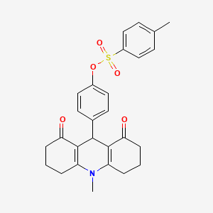molecular formula C27H27NO5S B4960568 4-(10-methyl-1,8-dioxo-1,2,3,4,5,6,7,8,9,10-decahydro-9-acridinyl)phenyl 4-methylbenzenesulfonate 