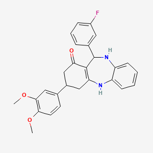 molecular formula C27H25FN2O3 B4960571 3-(3,4-dimethoxyphenyl)-11-(3-fluorophenyl)-2,3,4,5,10,11-hexahydro-1H-dibenzo[b,e][1,4]diazepin-1-one 