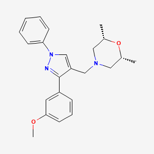 molecular formula C23H27N3O2 B4960601 (2R*,6S*)-4-{[3-(3-methoxyphenyl)-1-phenyl-1H-pyrazol-4-yl]methyl}-2,6-dimethylmorpholine 