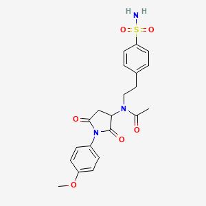 molecular formula C21H23N3O6S B4960602 N-{2-[4-(aminosulfonyl)phenyl]ethyl}-N-[1-(4-methoxyphenyl)-2,5-dioxo-3-pyrrolidinyl]acetamide 