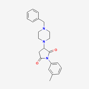 molecular formula C22H25N3O2 B4960640 3-(4-benzyl-1-piperazinyl)-1-(3-methylphenyl)-2,5-pyrrolidinedione 