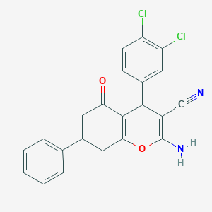 molecular formula C22H16Cl2N2O2 B4960660 2-amino-4-(3,4-dichlorophenyl)-5-oxo-7-phenyl-5,6,7,8-tetrahydro-4H-chromene-3-carbonitrile 