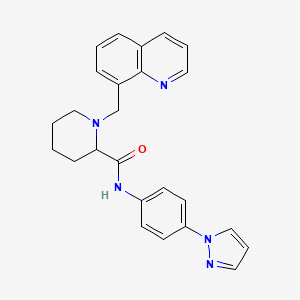 molecular formula C25H25N5O B4960685 N-[4-(1H-pyrazol-1-yl)phenyl]-1-(8-quinolinylmethyl)-2-piperidinecarboxamide 