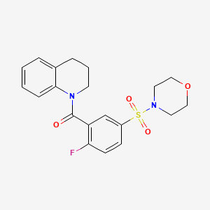 molecular formula C20H21FN2O4S B4960709 1-[2-fluoro-5-(4-morpholinylsulfonyl)benzoyl]-1,2,3,4-tetrahydroquinoline 