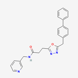molecular formula C24H22N4O2 B4960728 3-[5-(4-biphenylylmethyl)-1,3,4-oxadiazol-2-yl]-N-(3-pyridinylmethyl)propanamide 