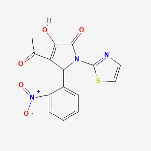 molecular formula C15H11N3O5S B4960753 4-acetyl-3-hydroxy-5-(2-nitrophenyl)-1-(1,3-thiazol-2-yl)-1,5-dihydro-2H-pyrrol-2-one 