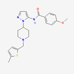 molecular formula C22H26N4O2S B4960765 4-methoxy-N-(1-{1-[(5-methyl-2-thienyl)methyl]-4-piperidinyl}-1H-pyrazol-5-yl)benzamide 