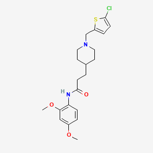 molecular formula C21H27ClN2O3S B4960801 3-{1-[(5-chloro-2-thienyl)methyl]-4-piperidinyl}-N-(2,4-dimethoxyphenyl)propanamide 
