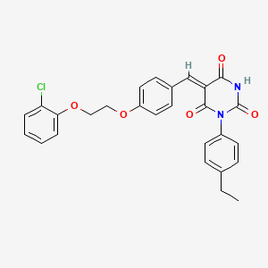 molecular formula C27H23ClN2O5 B4960900 5-{4-[2-(2-chlorophenoxy)ethoxy]benzylidene}-1-(4-ethylphenyl)-2,4,6(1H,3H,5H)-pyrimidinetrione 