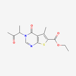 molecular formula C14H16N2O4S B4960901 ethyl 5-methyl-3-(1-methyl-2-oxopropyl)-4-oxo-3,4-dihydrothieno[2,3-d]pyrimidine-6-carboxylate 