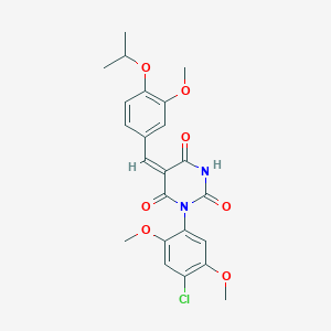 molecular formula C23H23ClN2O7 B4960923 1-(4-chloro-2,5-dimethoxyphenyl)-5-(4-isopropoxy-3-methoxybenzylidene)-2,4,6(1H,3H,5H)-pyrimidinetrione 