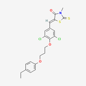 molecular formula C22H21Cl2NO3S2 B4960938 5-{3,5-dichloro-4-[3-(4-ethylphenoxy)propoxy]benzylidene}-3-methyl-2-thioxo-1,3-thiazolidin-4-one 