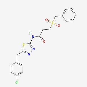 molecular formula C19H18ClN3O3S2 B4960940 3-(benzylsulfonyl)-N-[5-(4-chlorobenzyl)-1,3,4-thiadiazol-2-yl]propanamide 