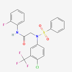 molecular formula C21H15ClF4N2O3S B4960942 N~2~-[4-chloro-3-(trifluoromethyl)phenyl]-N~1~-(2-fluorophenyl)-N~2~-(phenylsulfonyl)glycinamide 