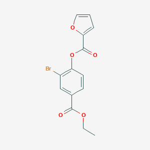 molecular formula C14H11BrO5 B496095 2-Bromo-4-(ethoxycarbonyl)phenyl 2-furoate 
